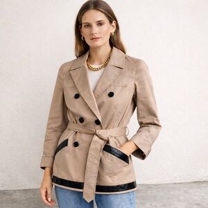 Theory Cliffa Khaki Double Breasted Belted Trench Jacket Size Small